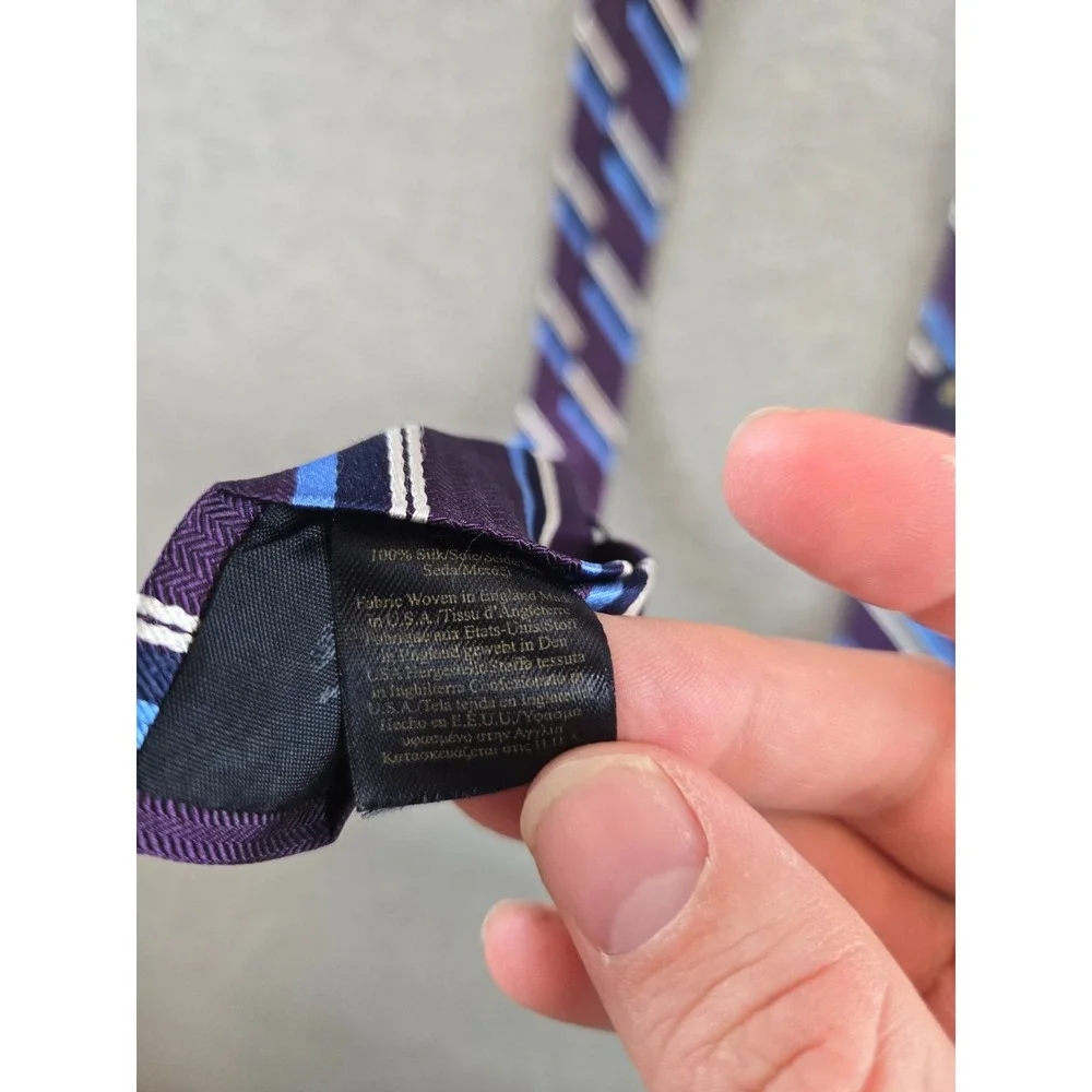 Brooks Brothers‎ Makers & Merchants Tie Purple Blue Striped 100% Silk Necktie